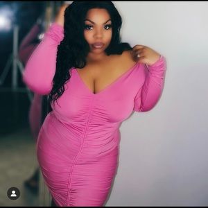 Fashion nova pink body con off the shoulder dress